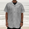 Grey And White Zigzag Pattern Print Textured Short Sleeve Shirt