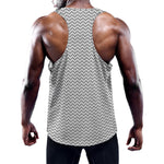 Grey And White Zigzag Pattern Print Training Tank Top