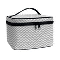 Grey And White Zigzag Pattern Print Travel Makeup Bag