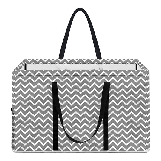 Grey And White Zigzag Pattern Print Utility Tote Bag