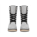 Grey And White Zigzag Pattern Print Winter Boots