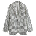 Grey And White Zigzag Pattern Print Women's Blazer