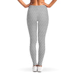 Grey And White Zigzag Pattern Print Women's Leggings