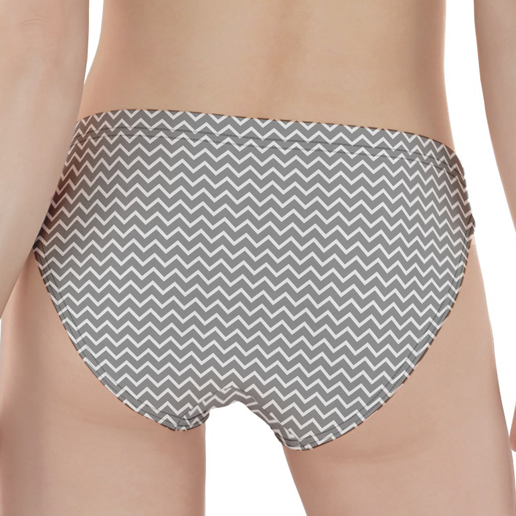 Grey And White Zigzag Pattern Print Women's Panties