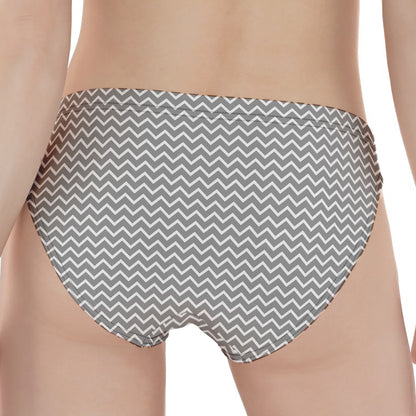 Grey And White Zigzag Pattern Print Women's Panties