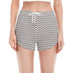 Grey And White Zigzag Pattern Print Women's Split Running Shorts