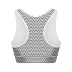 Grey And White Zigzag Pattern Print Women's Sports Bra
