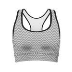Grey And White Zigzag Pattern Print Women's Sports Bra
