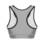 Grey And White Zigzag Pattern Print Women's Sports Bra