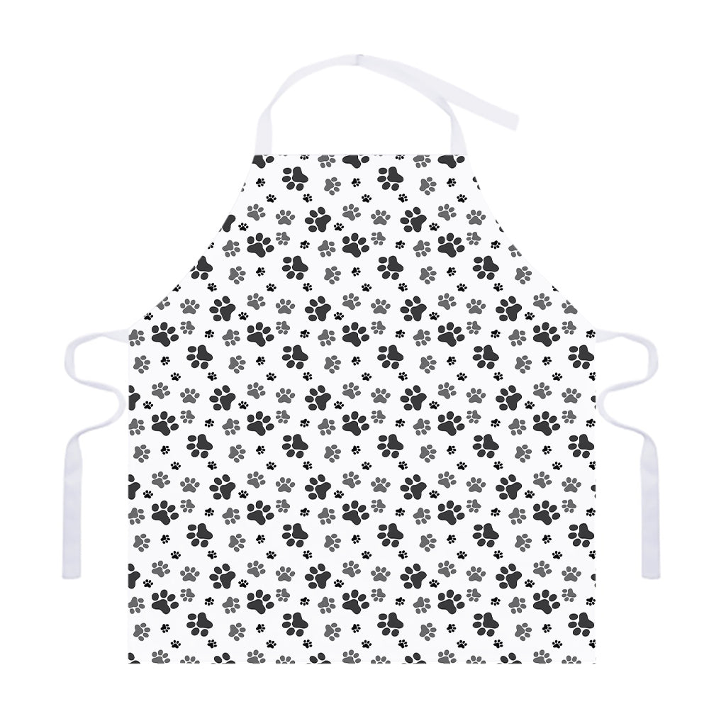 Grey Animal Paw Pattern Print Adjustable Apron