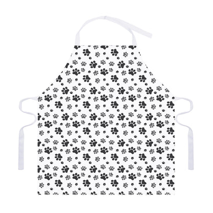 Grey Animal Paw Pattern Print Adjustable Apron
