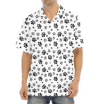 Grey Animal Paw Pattern Print Aloha Shirt