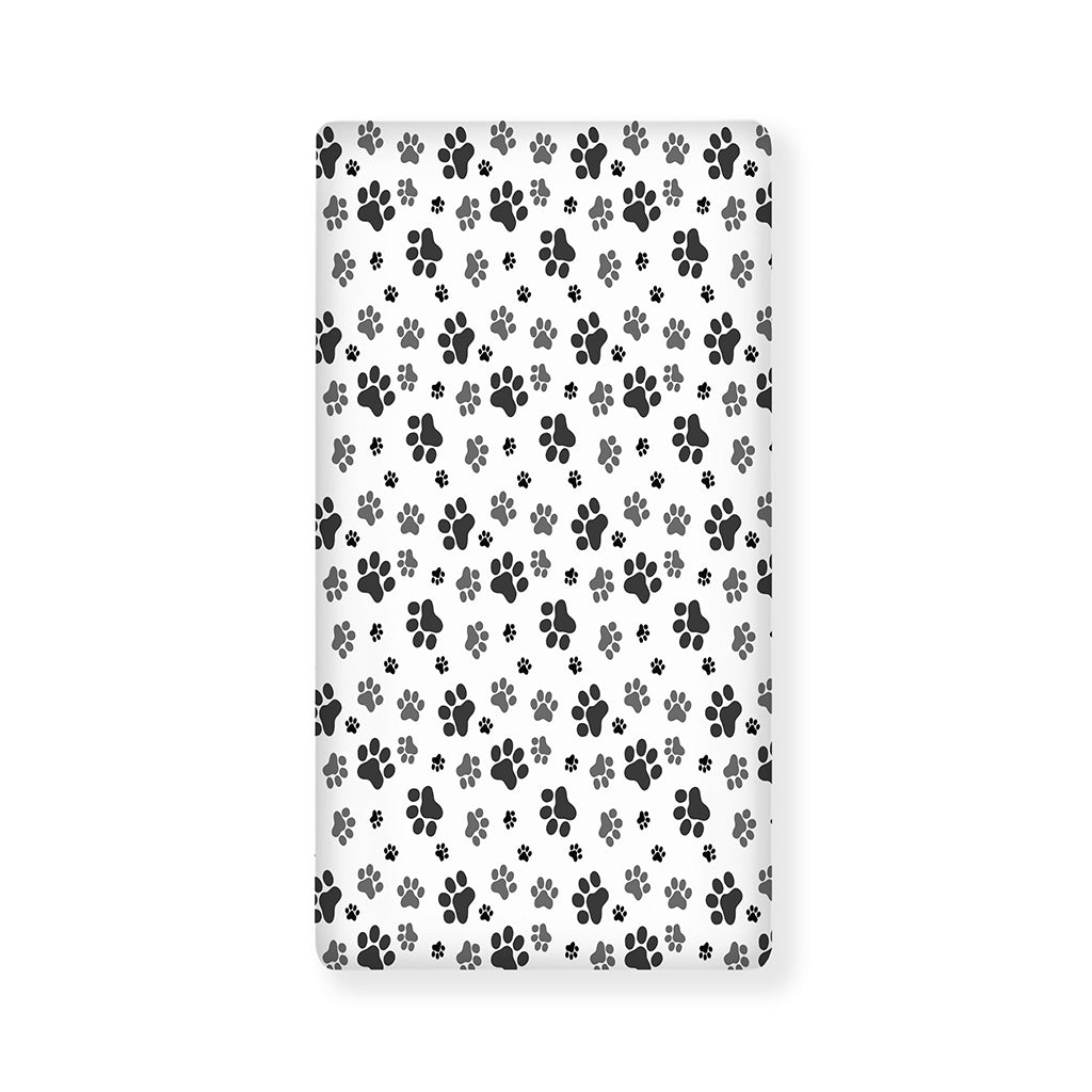 Grey Animal Paw Pattern Print Baby Crib Sheet