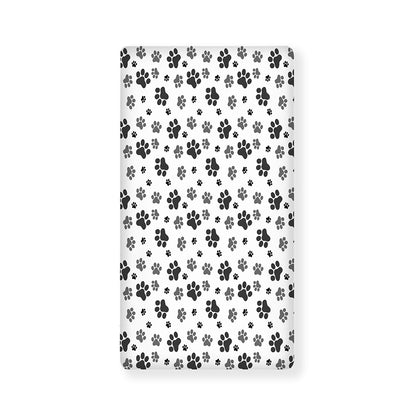 Grey Animal Paw Pattern Print Baby Crib Sheet