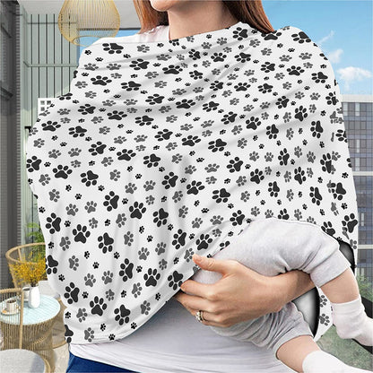 Grey Animal Paw Pattern Print Baby Seat Cover