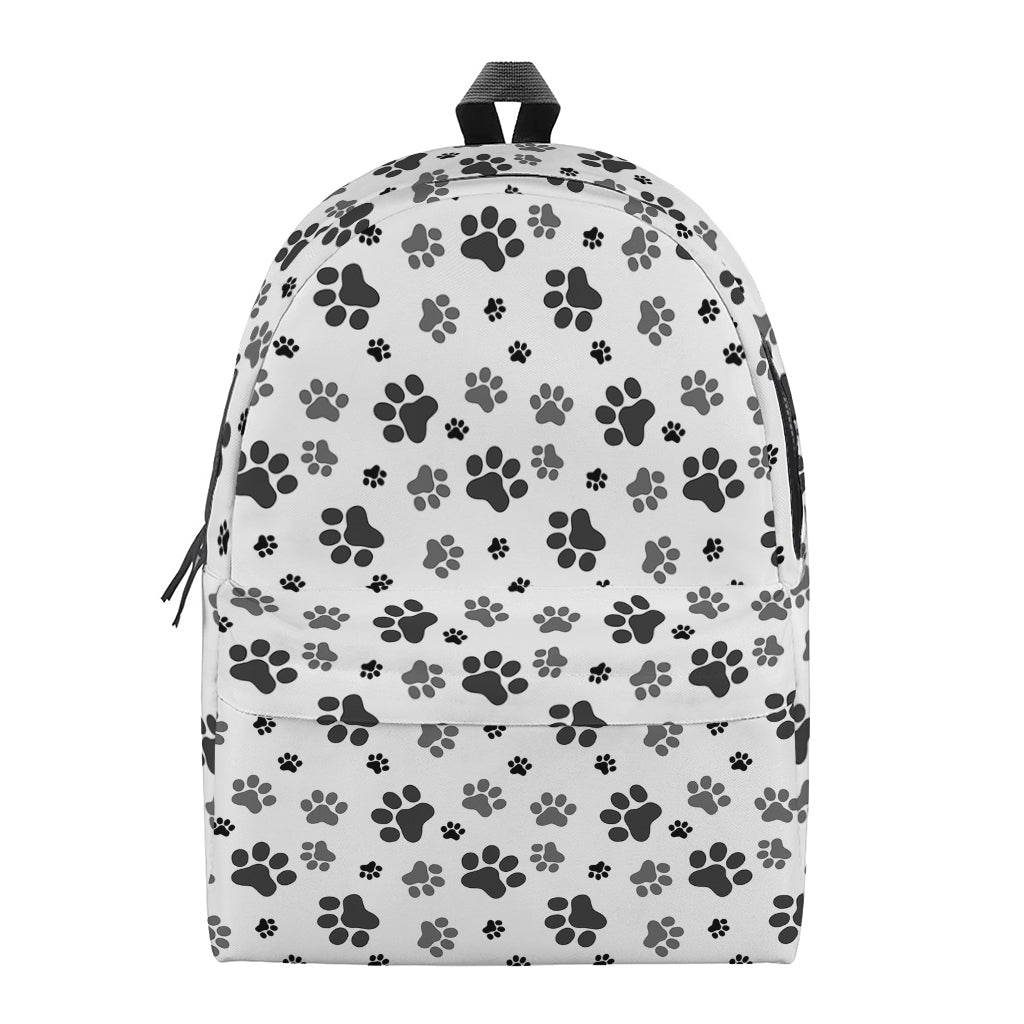 Grey Animal Paw Pattern Print Backpack