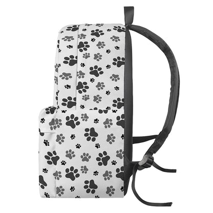 Grey Animal Paw Pattern Print Backpack