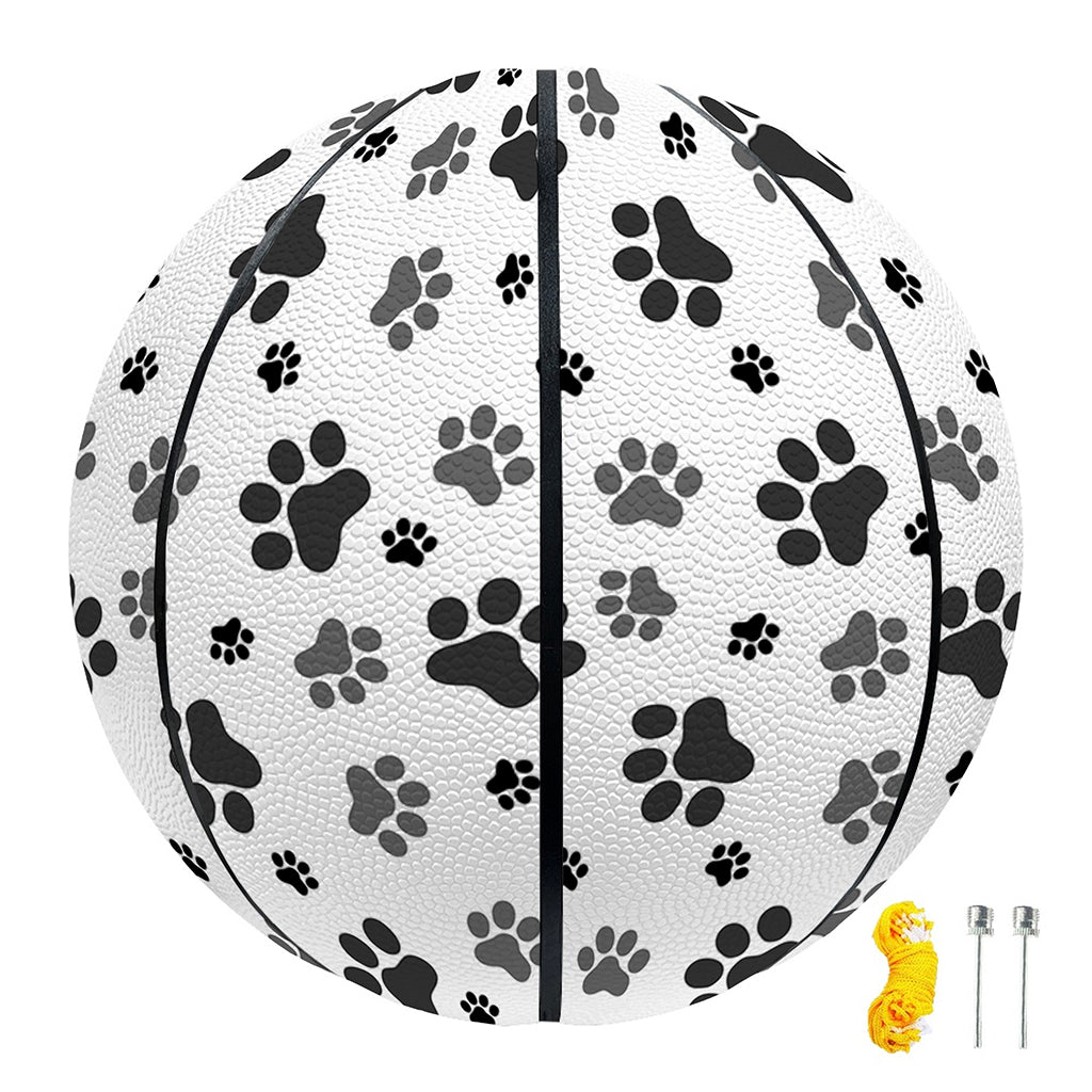 Grey Animal Paw Pattern Print Basketball