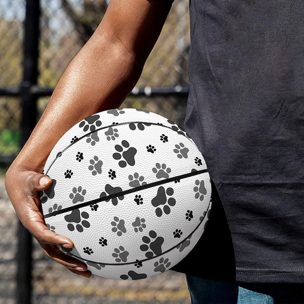 Grey Animal Paw Pattern Print Basketball