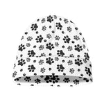 Grey Animal Paw Pattern Print Beanie