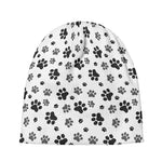 Grey Animal Paw Pattern Print Beanie
