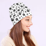 Grey Animal Paw Pattern Print Beanie