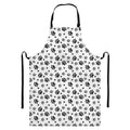 Grey Animal Paw Pattern Print Bib Apron With Pocket