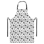 Grey Animal Paw Pattern Print Bib Apron With Pocket