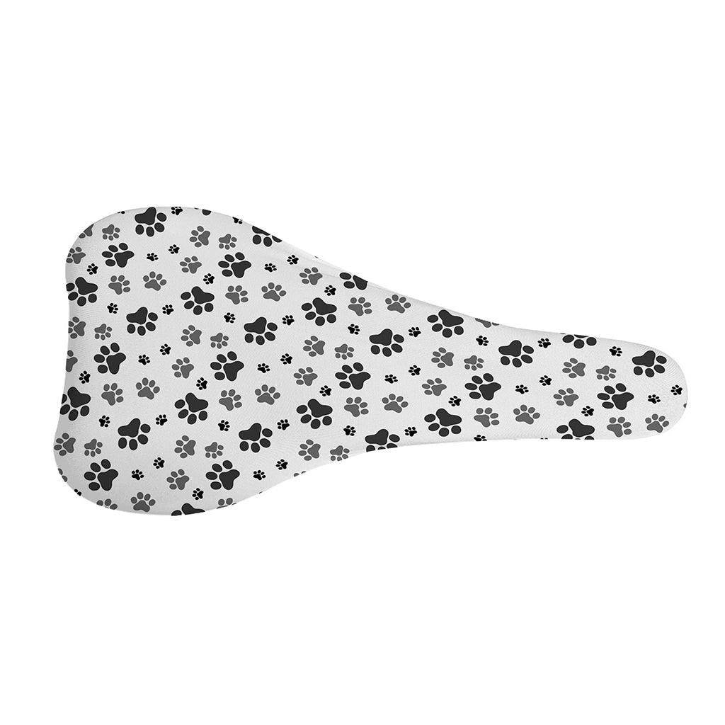 Grey Animal Paw Pattern Print Bicycle Seat Cover