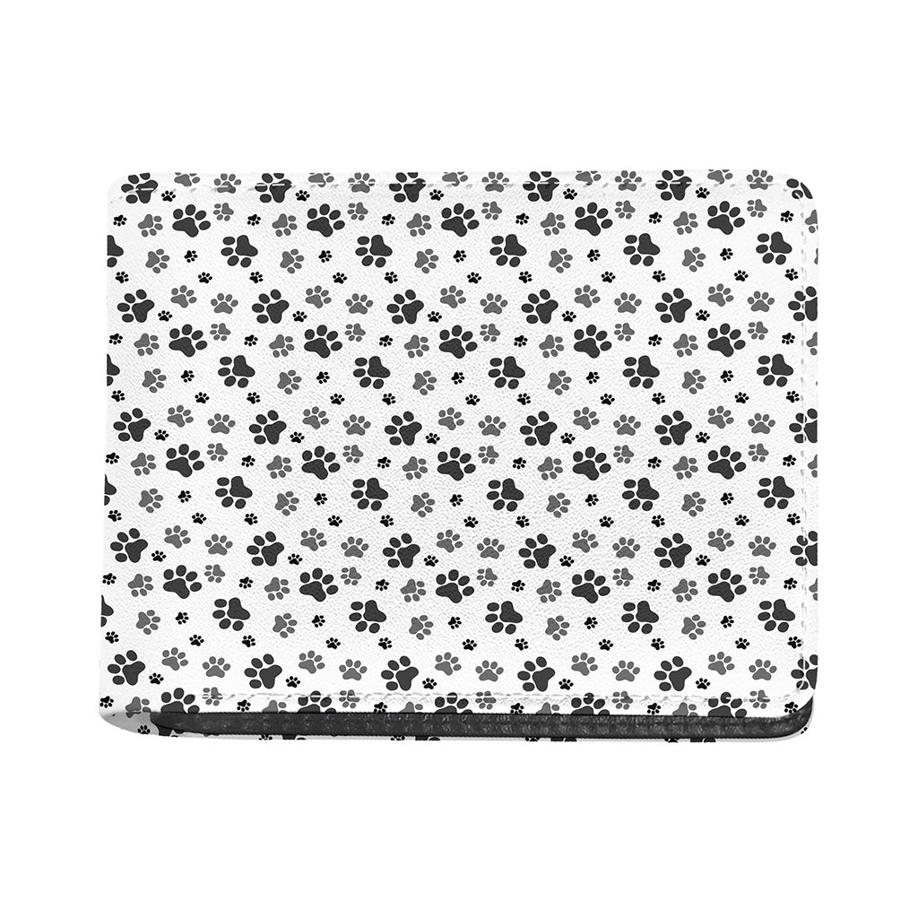 Grey Animal Paw Pattern Print Bifold Wallet
