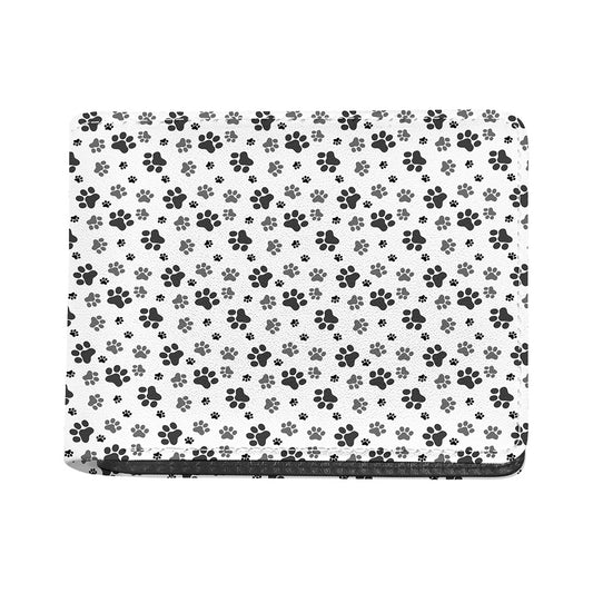 Grey Animal Paw Pattern Print Bifold Wallet