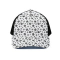 Grey Animal Paw Pattern Print Black Mesh Trucker Hat