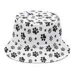 Grey Animal Paw Pattern Print Bucket Hat