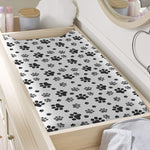 Grey Animal Paw Pattern Print Changing Pad Cover