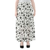 Grey Animal Paw Pattern Print Chiffon Maxi Skirt