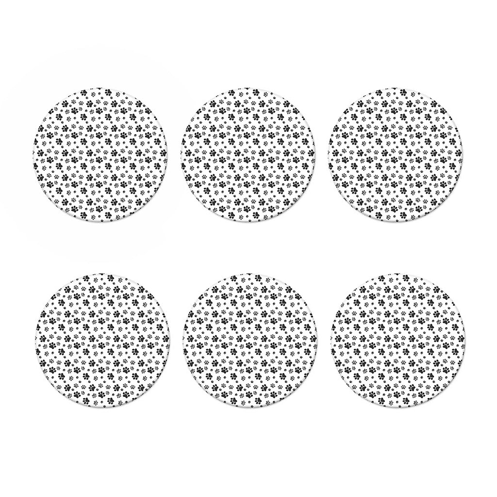 Grey Animal Paw Pattern Print Coaster Set