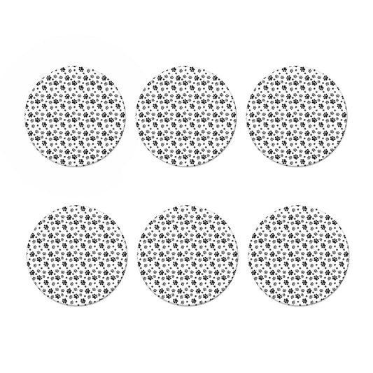 Grey Animal Paw Pattern Print Coaster Set
