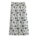 Grey Animal Paw Pattern Print Cotton Front Slit Maxi Skirt
