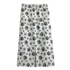 Grey Animal Paw Pattern Print Cotton Front Slit Maxi Skirt