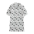 Grey Animal Paw Pattern Print Cotton Hawaiian Shirt