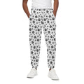 Grey Animal Paw Pattern Print Cotton Sweatpants