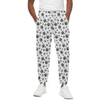 Grey Animal Paw Pattern Print Cotton Pants