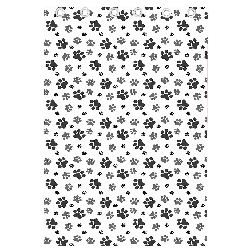 Grey Animal Paw Pattern Print Curtain