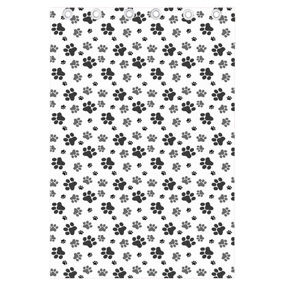 Grey Animal Paw Pattern Print Curtain