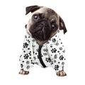 Grey Animal Paw Pattern Print Dog Zip Up Hoodie
