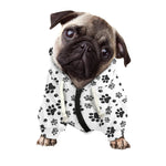 Grey Animal Paw Pattern Print Dog Zip Up Hoodie