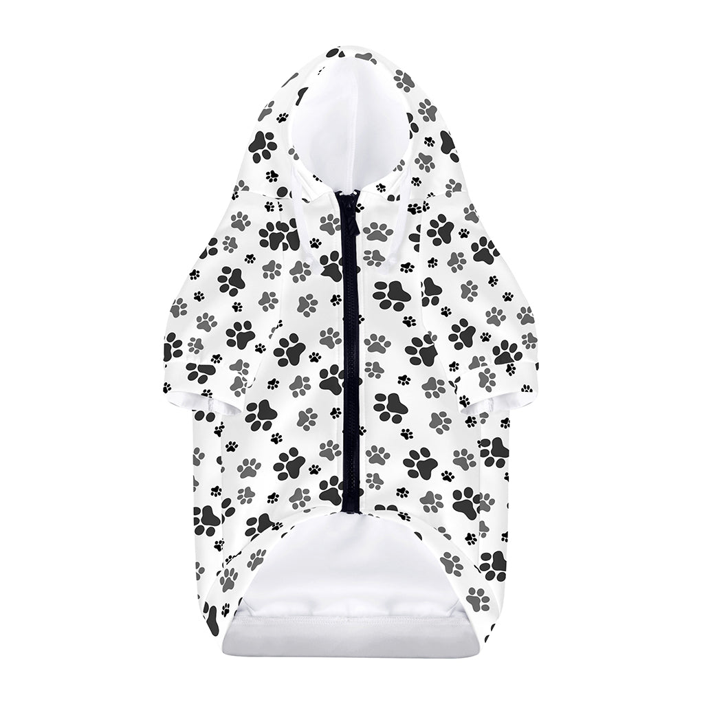 Grey Animal Paw Pattern Print Dog Zip Up Hoodie