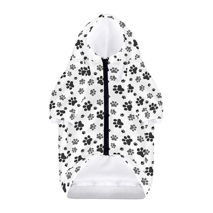 Grey Animal Paw Pattern Print Dog Zip Up Hoodie