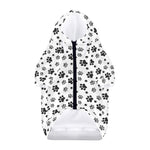 Grey Animal Paw Pattern Print Dog Zip Up Hoodie