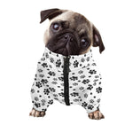 Grey Animal Paw Pattern Print Dog Zip Up Jacket